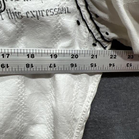 Vintage Godsend Gothic Western Cross Novelty Distressed Shirt White Mens Size L - Picture 10 of 11